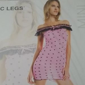 Black with pink polka dots off shoulder dress